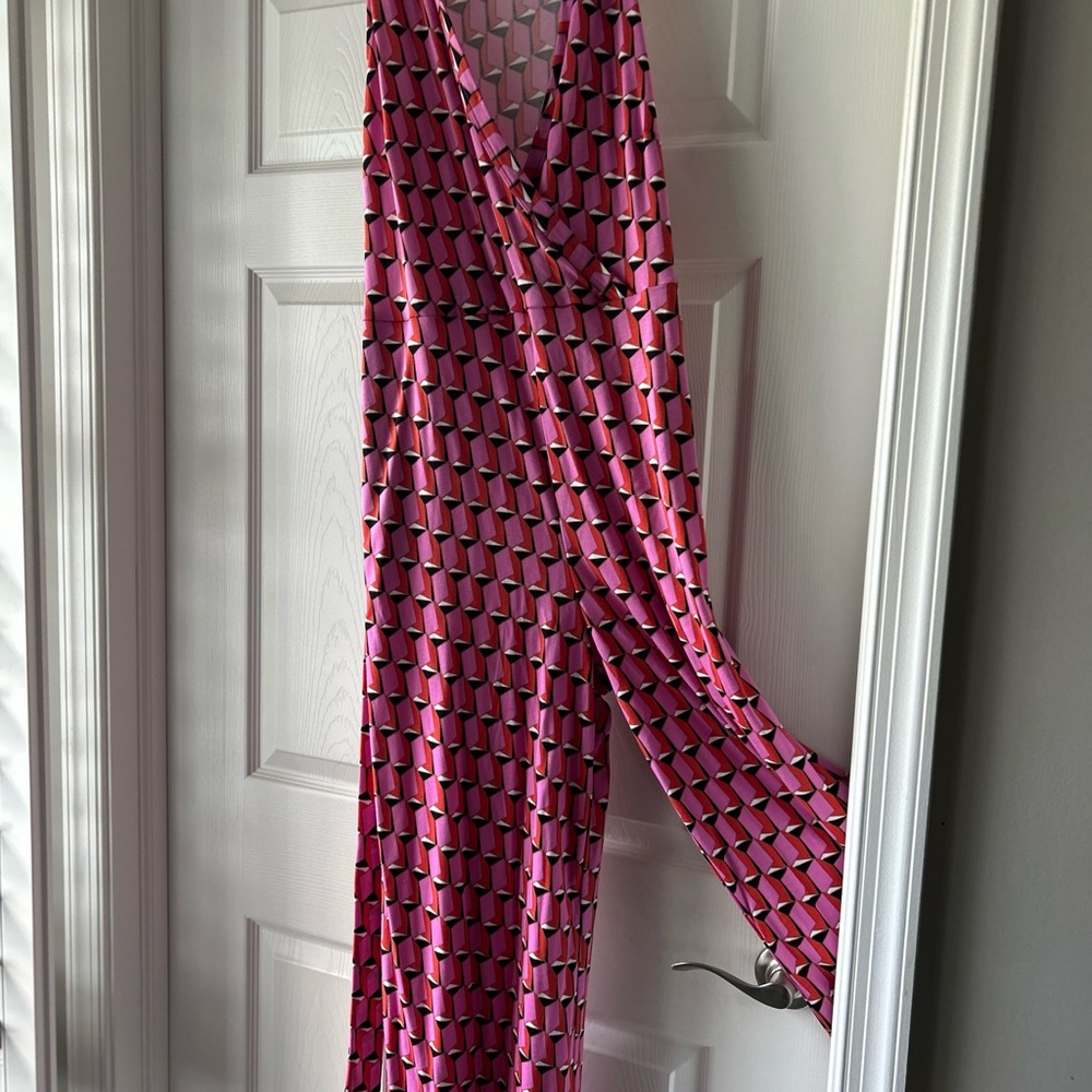 Diane Von Furstenberg Geometric Pink jumpsuit medium